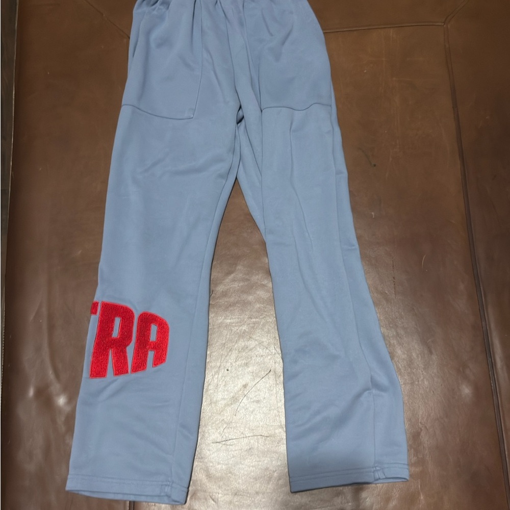Light Blue Sweatpants with Red Lettering from boohoo man